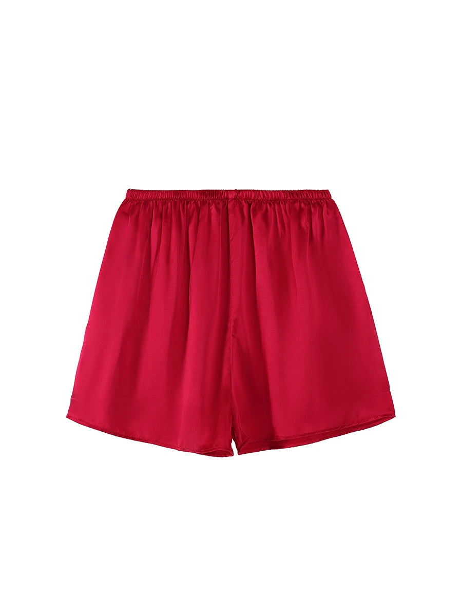 Silk Shorts for Women | Ava Dark Red
