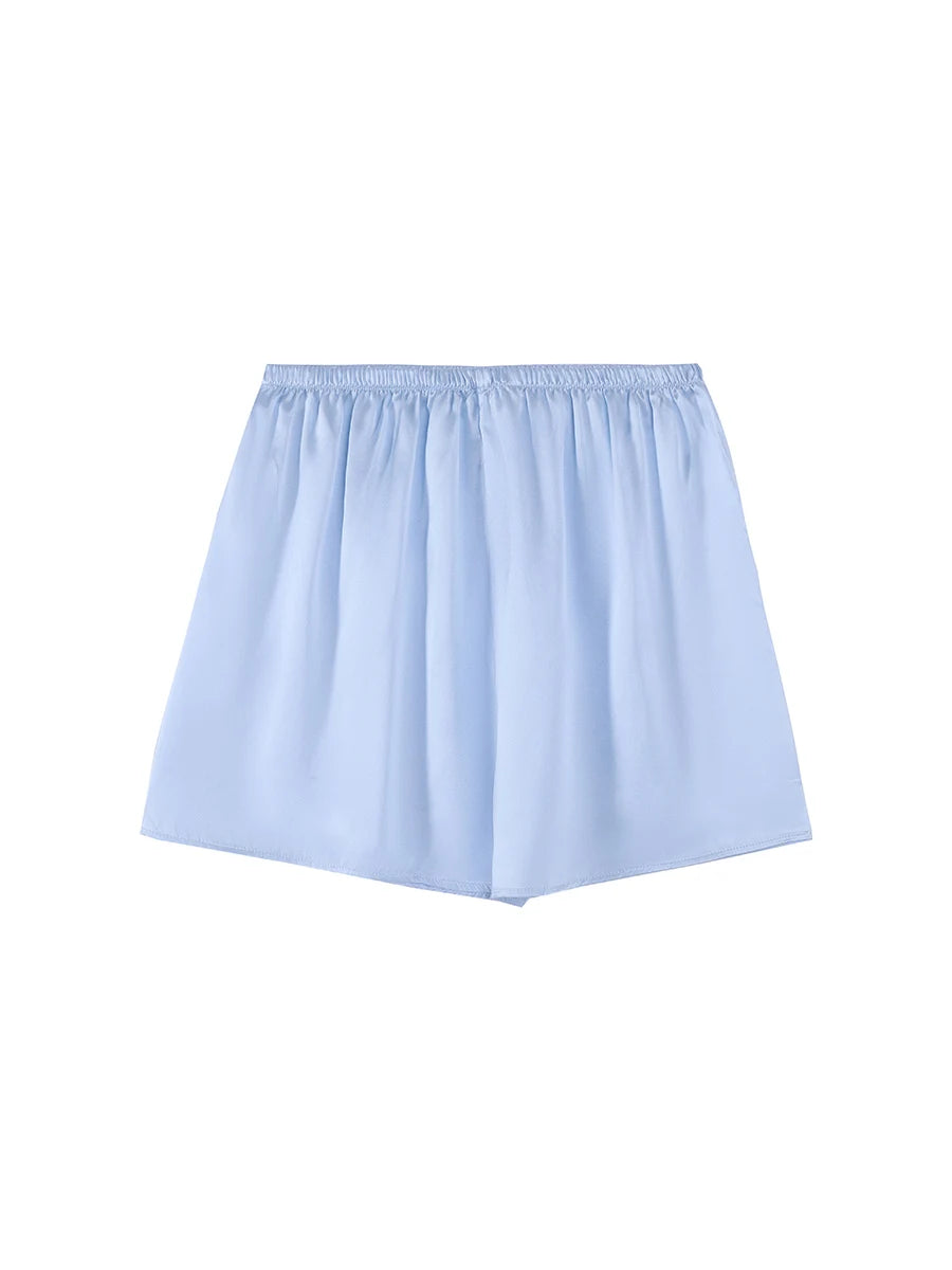Silk Shorts for Women | Ava Sky Blue