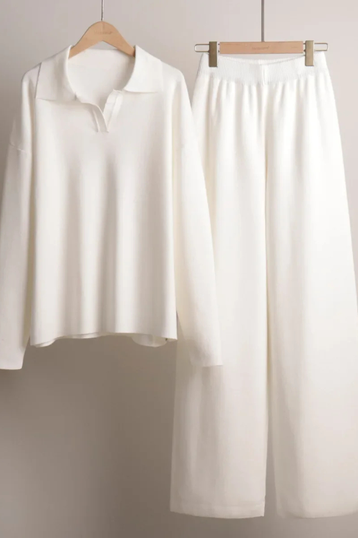 Knitted Polo and Pants Set Relaxed Fit for Women | Serina