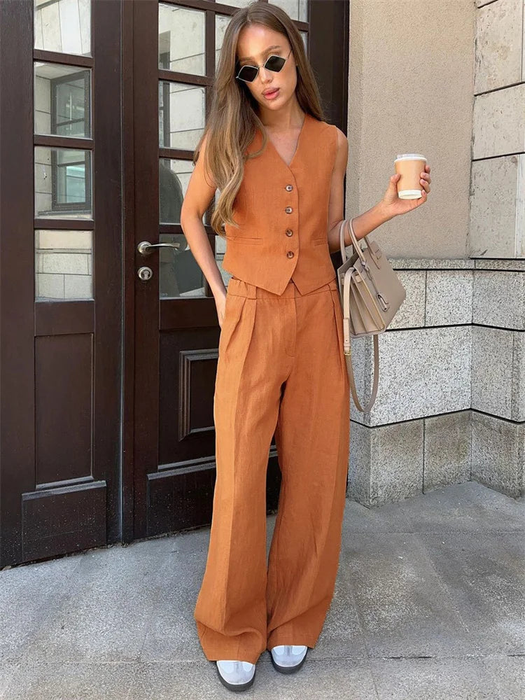 2-Piece Linen Trouser Set for Women | Marlowe