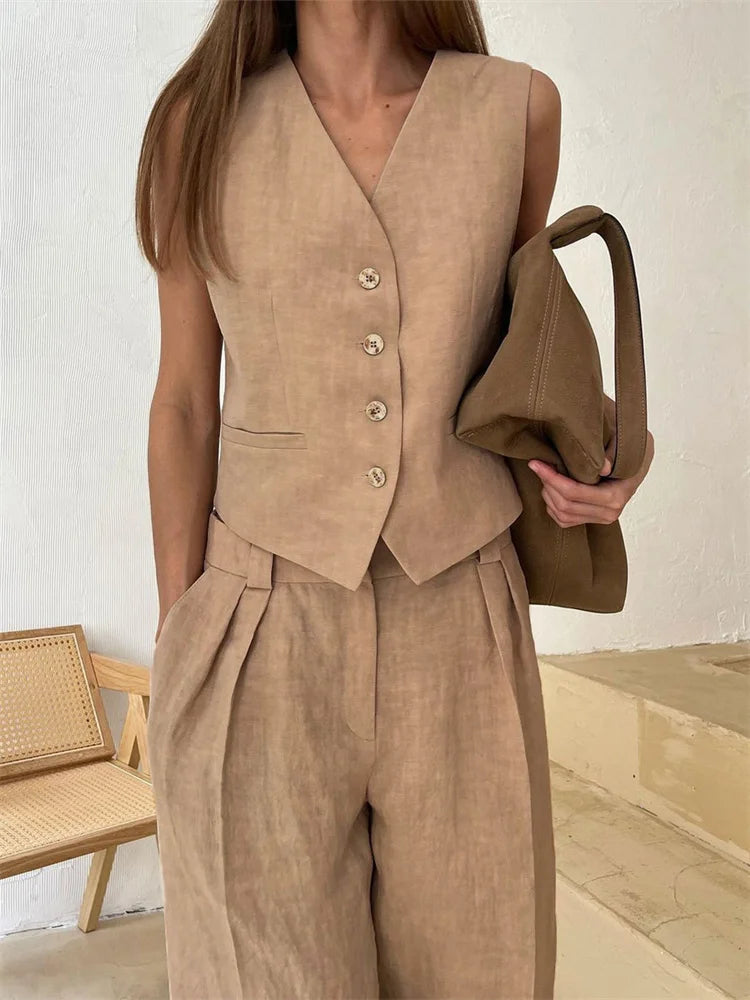 2-Piece Linen Trouser Set for Women | Marlowe
