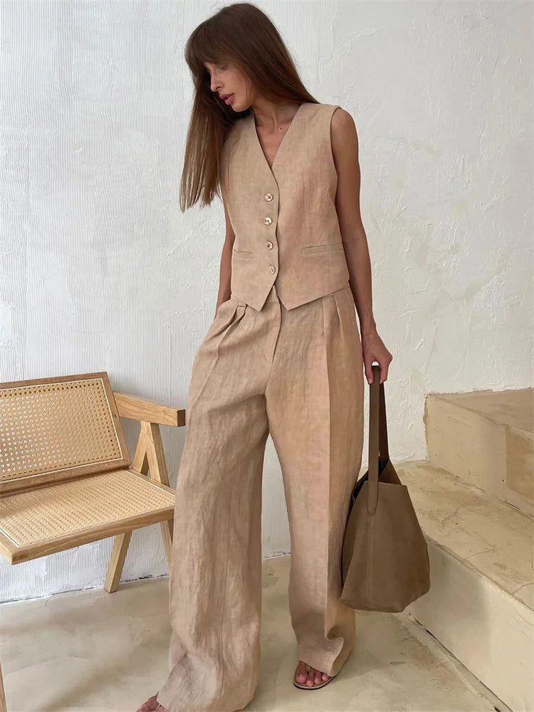 2-Piece Linen Trouser Set for Women | Marlowe