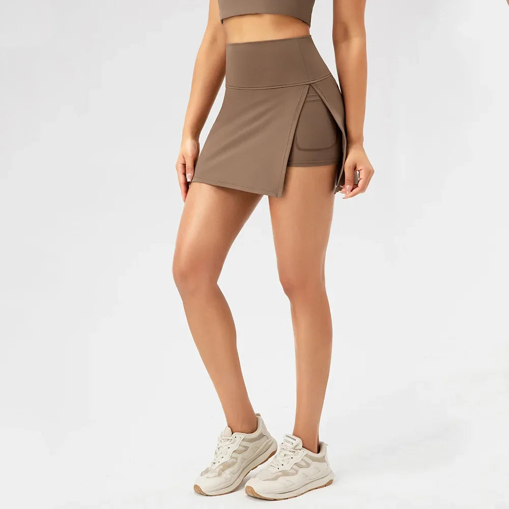 2-in-1 Tennis Skirt with Built-In Shorts for Women | Melanie Coffee