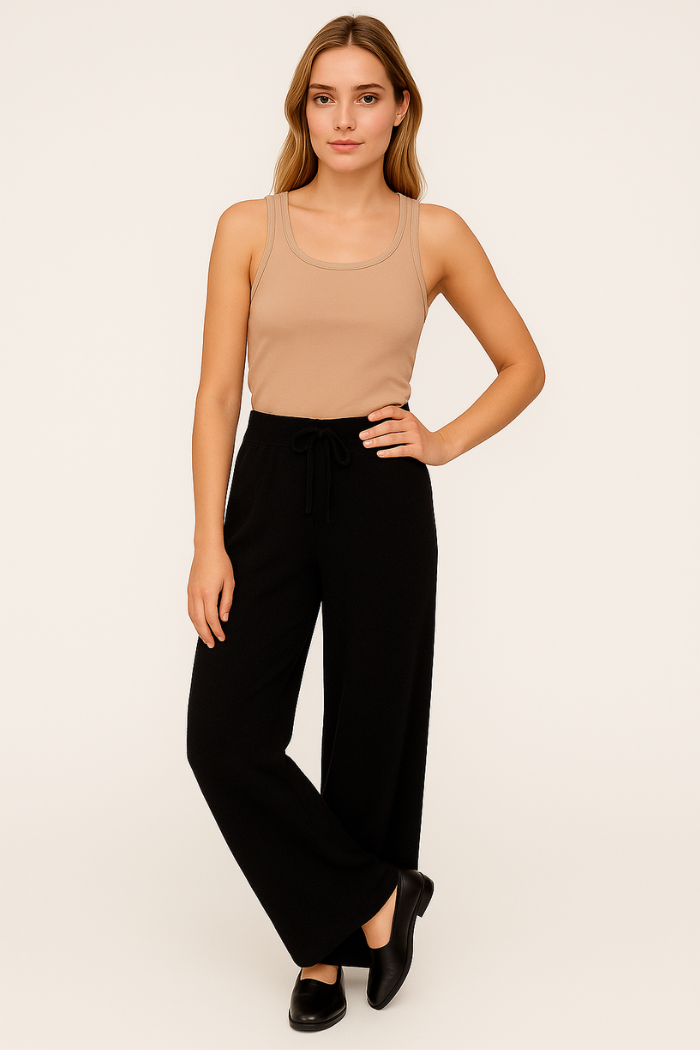 Wide Leg Knitted Sweatpants for Women | Maelle Black