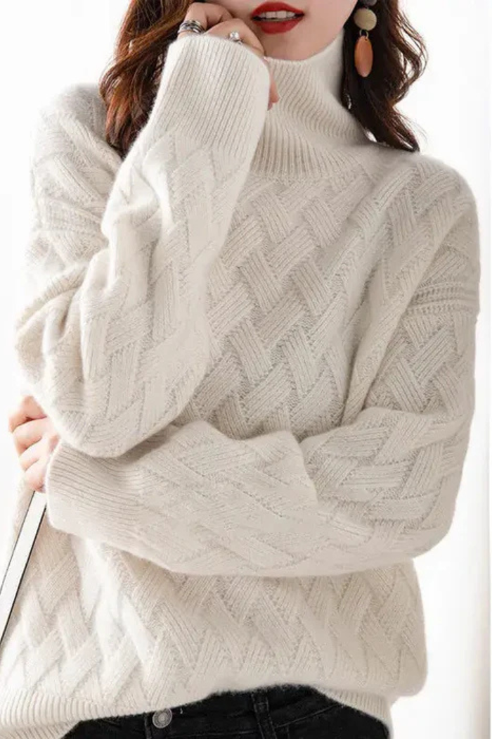 Cashmere Knit Sweater Oversized Fit for Women | Marisse Beige