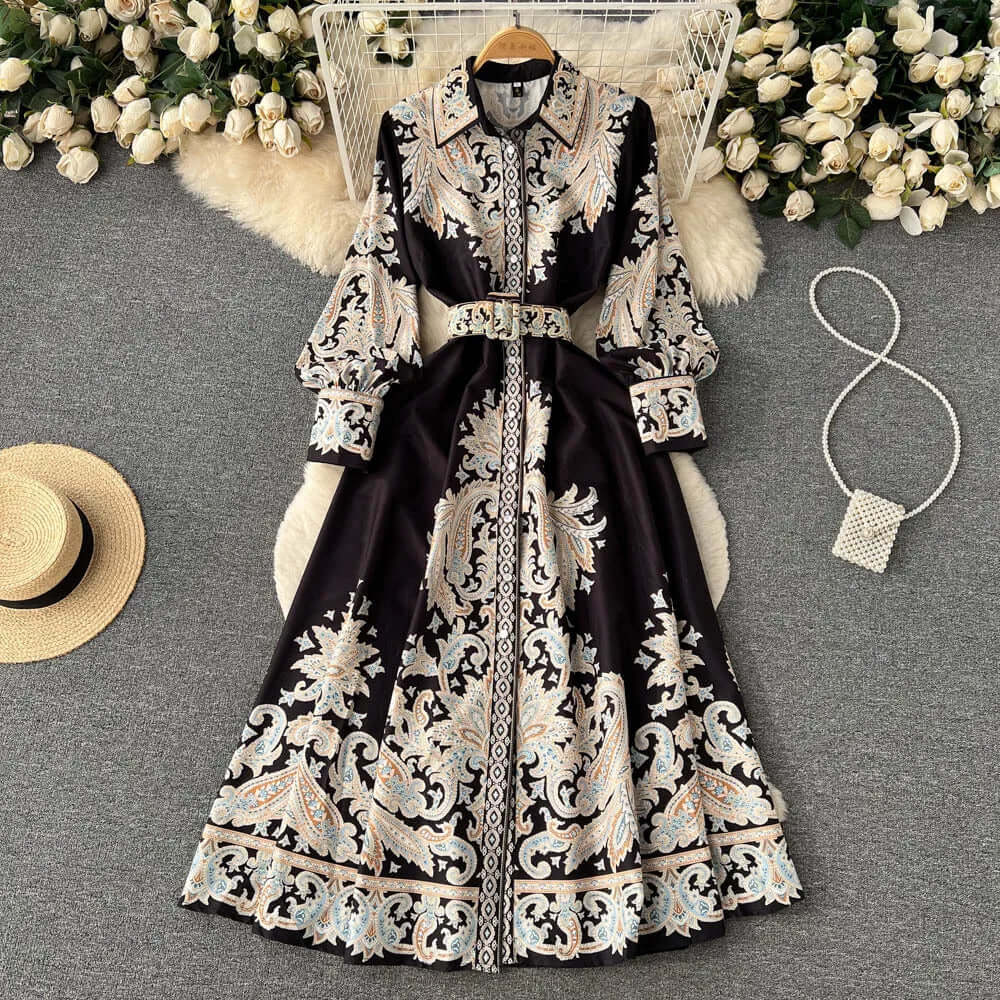 A-Line Maxi Dress with Long Sleeves for Women | Penelope Black