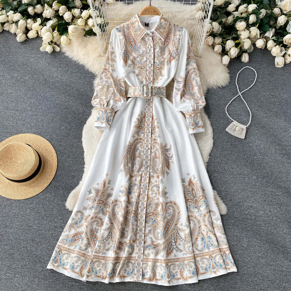 A-Line Maxi Dress with Long Sleeves for Women | Penelope Khaki