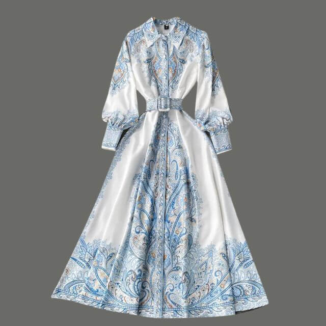 A-Line Maxi Dress with Long Sleeves for Women | Penelope Sky blue - A