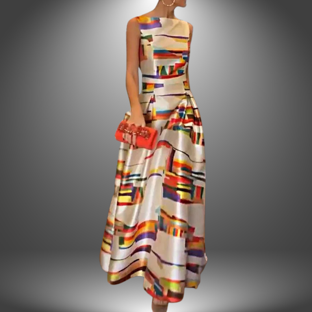 Alara | Geometric Print Cocktail Dress Maxi Dress Multicolor