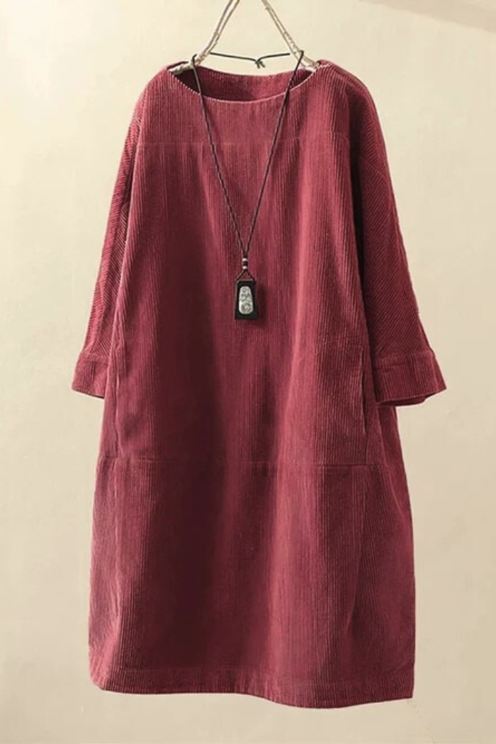Relaxed Fit Midi Dress for Women | Andrea Red