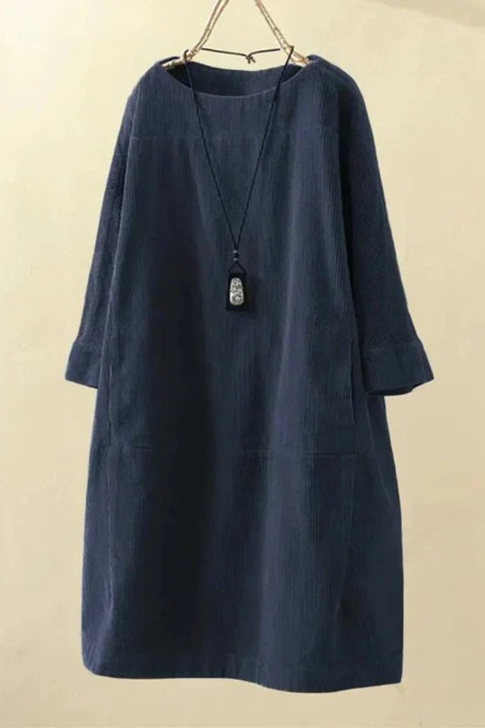 Relaxed Fit Midi Dress for Women | Andrea Dark blue