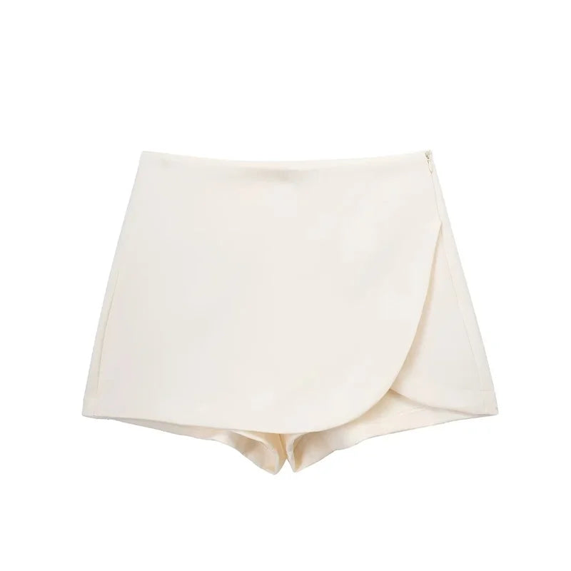 Asymmetric Skort for Women in Pink and Black | Zirella Beige