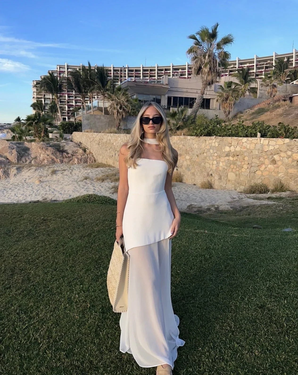 Asymmetrical Layered Maxi Dress for Women | Karina White