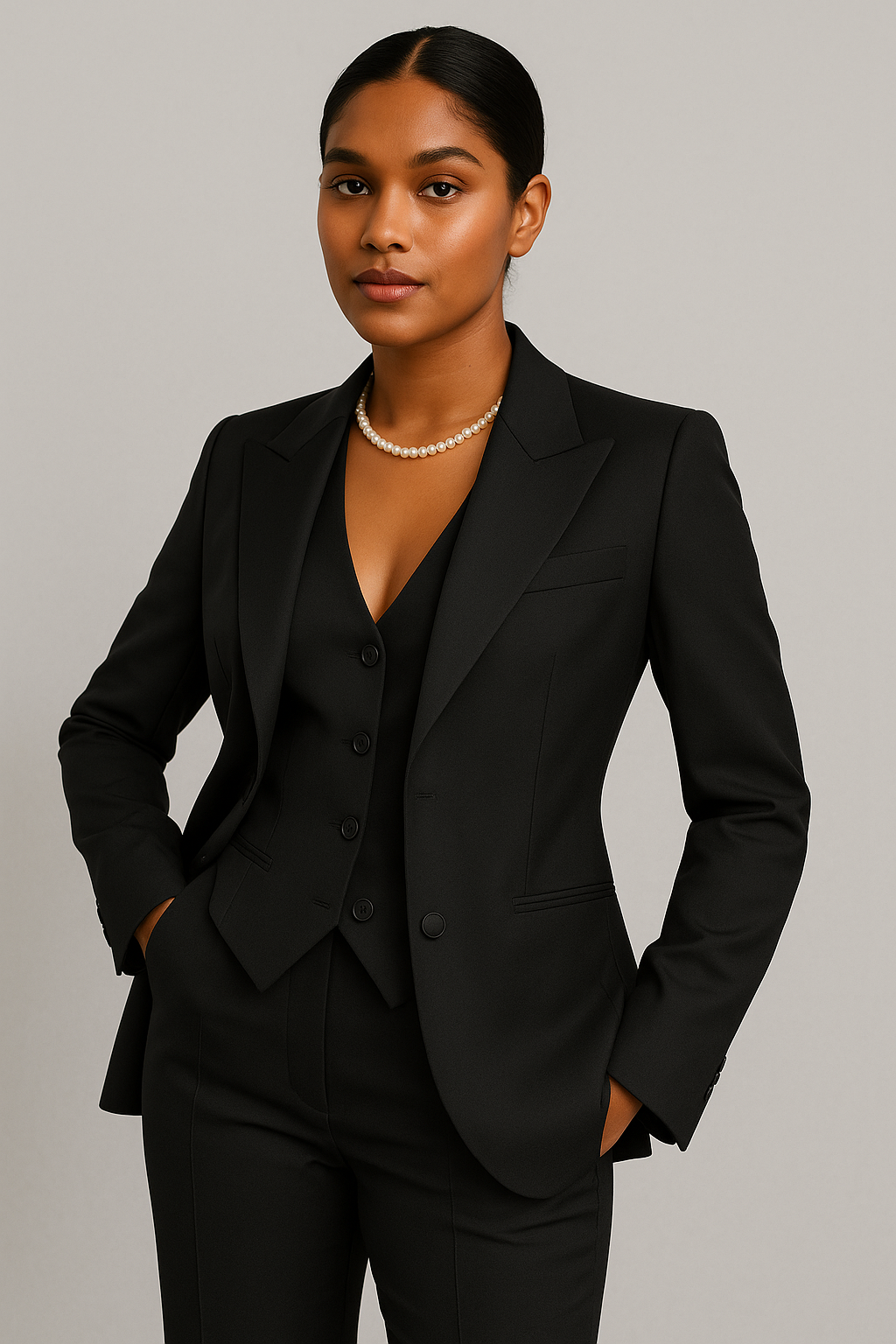 Auriane – 3-Piece Tailored Suit Set Black