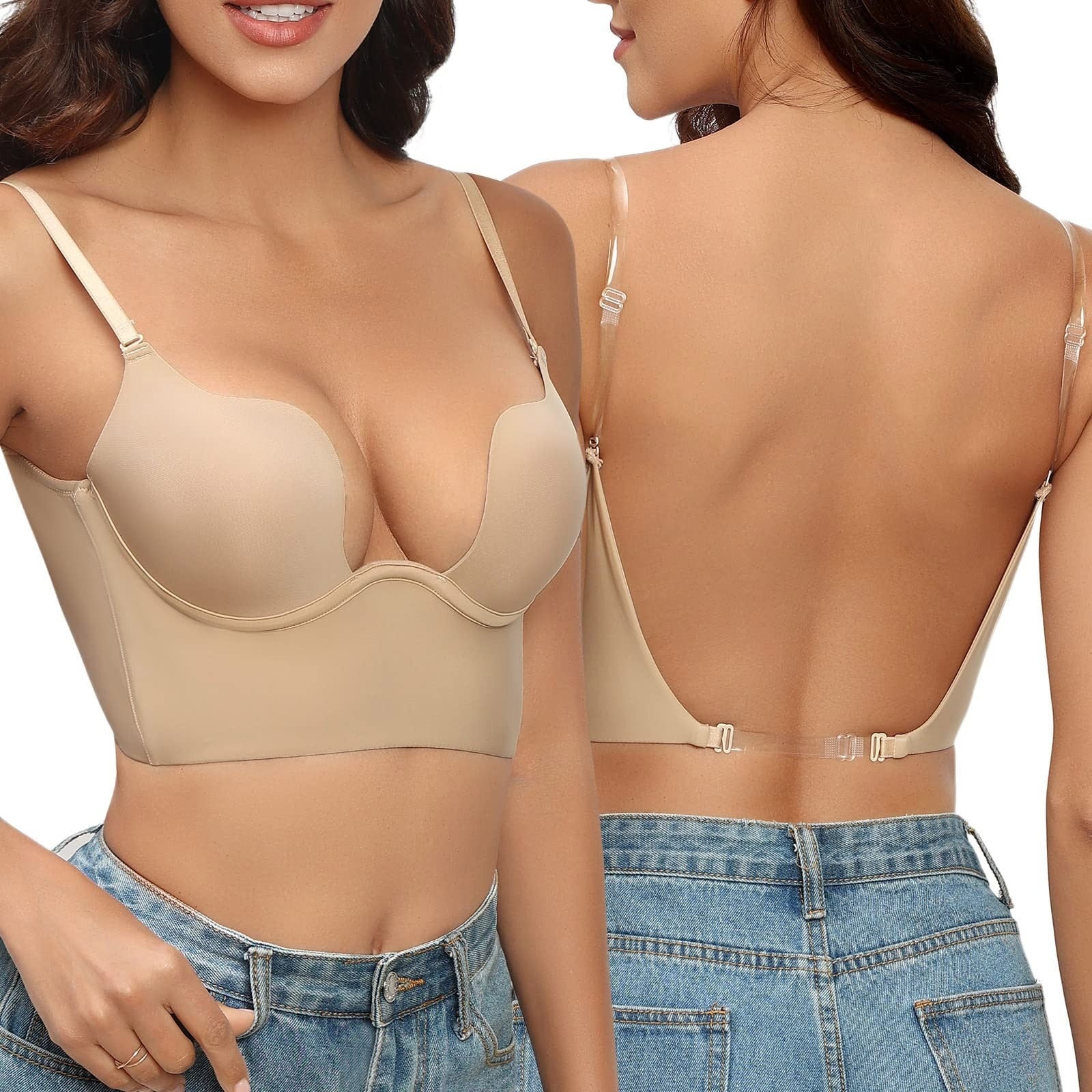Backless Lift Support Bra with Deep U-Plunge Neckline for Women | Charlie Nude