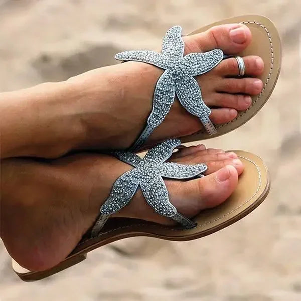 Beaded Starfish Sandals for Women | Sirena Silver