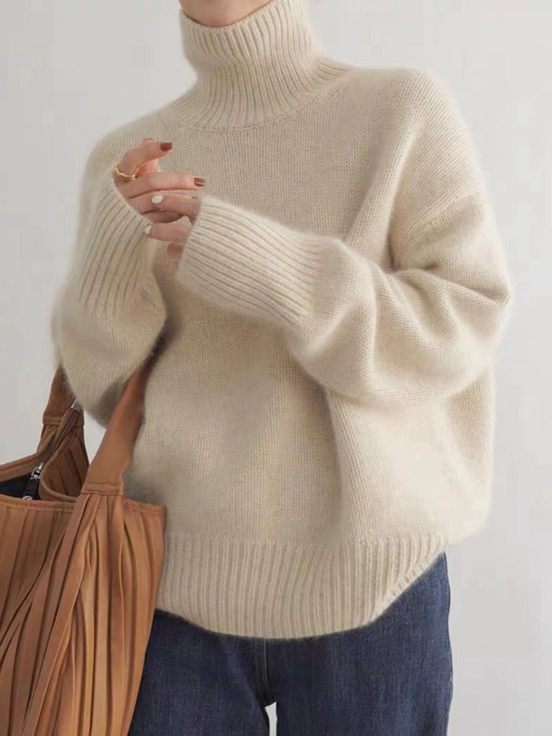 Cashmere Turtleneck Sweater Relaxed Fit for Women | Ella