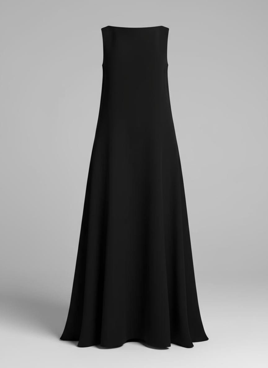 Women Sleeveless A-Line Evening Gown | Hazel Black