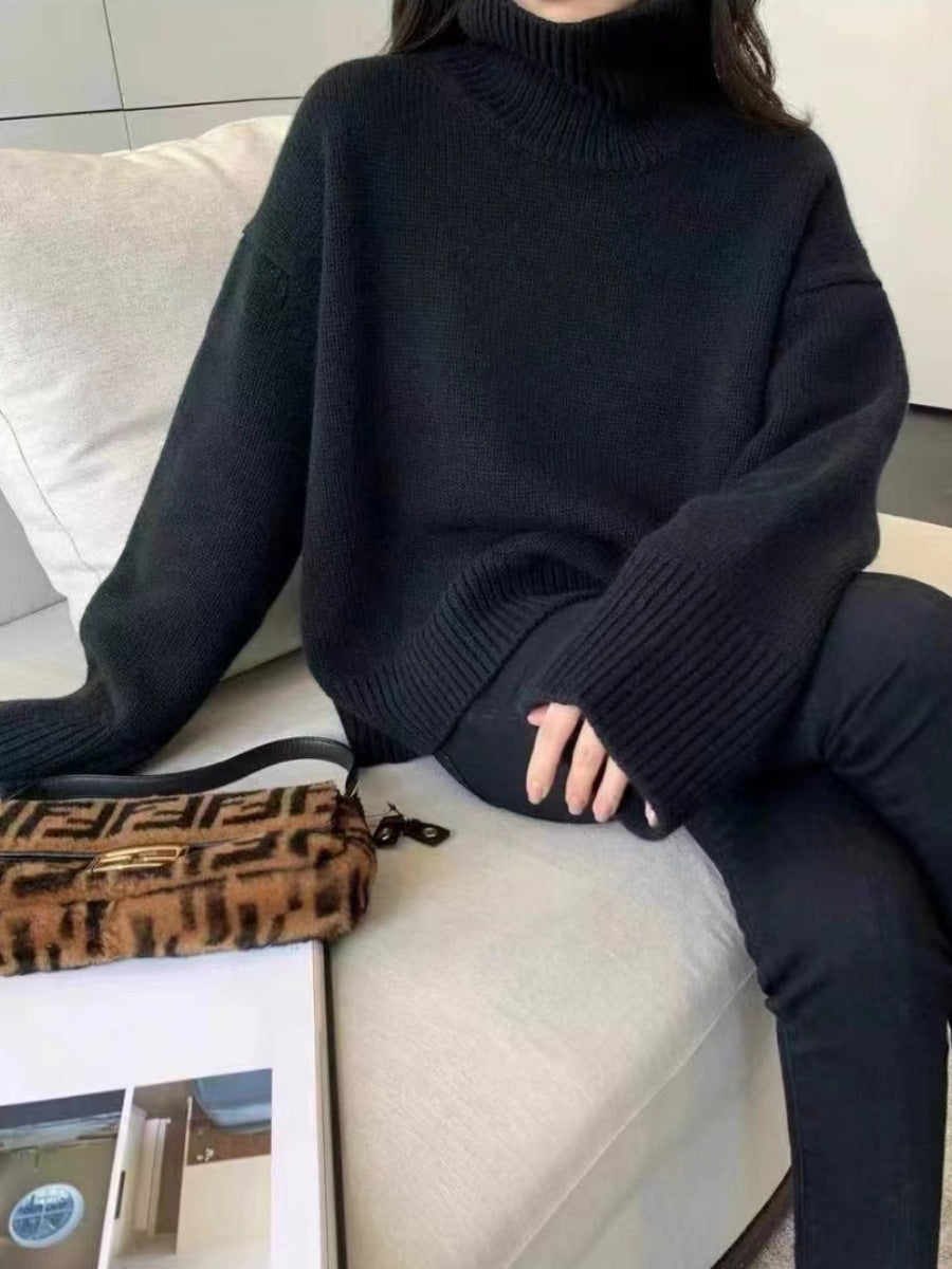 Cashmere Turtleneck Sweater Relaxed Fit for Women | Ella