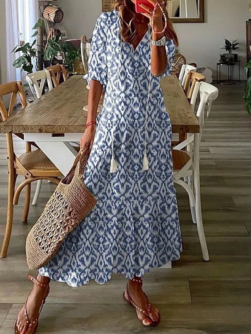 Boho Maxi Dress for Women | Kiara Sky blue