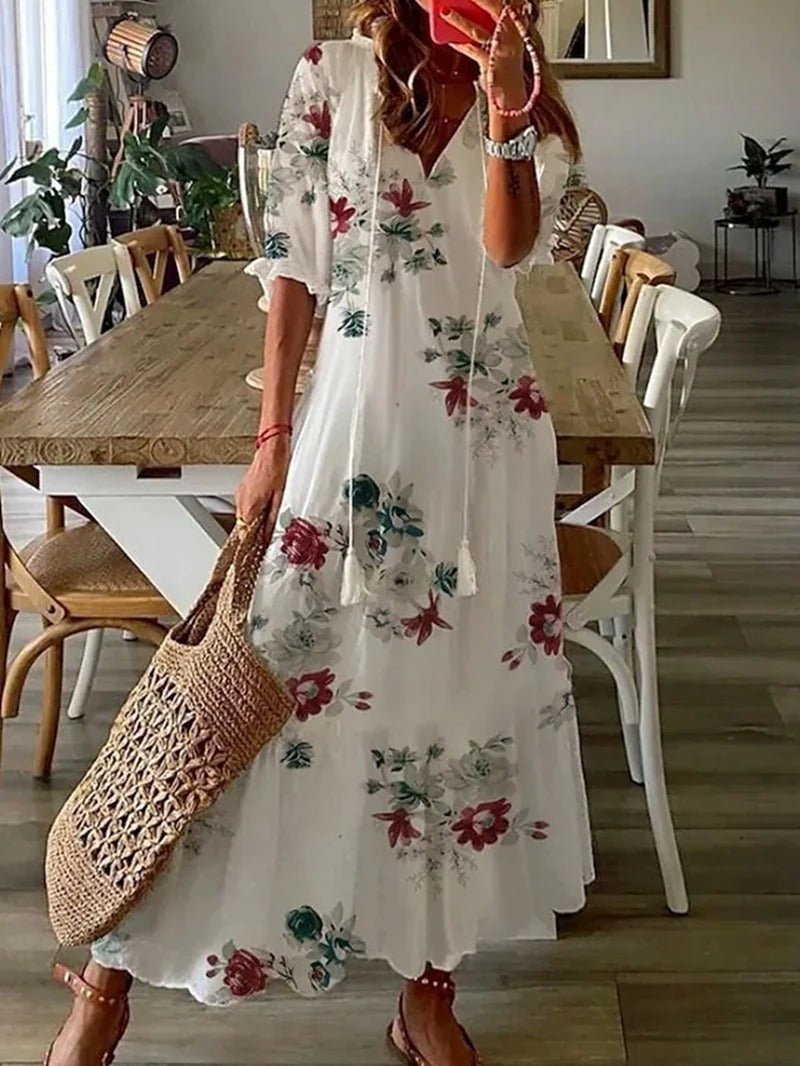 Boho Maxi Dress for Women | Kiara White