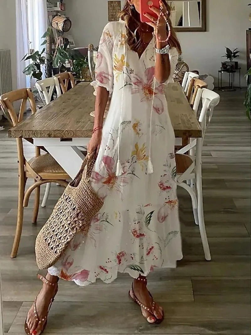 Boho Maxi Dress for Women | Kiara Beige