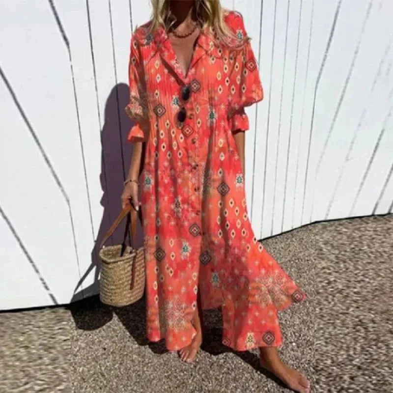 Boho Maxi Dress for Women | Zorina Orange