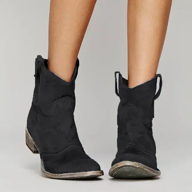 Ankle Boots Suede Slip-On Design for Women | Bony Black