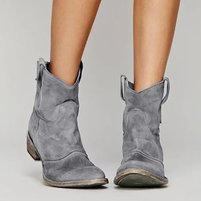 Ankle Boots Suede Slip-On Design for Women | Bony Gray