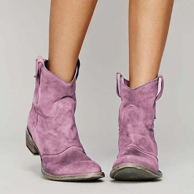 Ankle Boots Suede Slip-On Design for Women | Bony Pink
