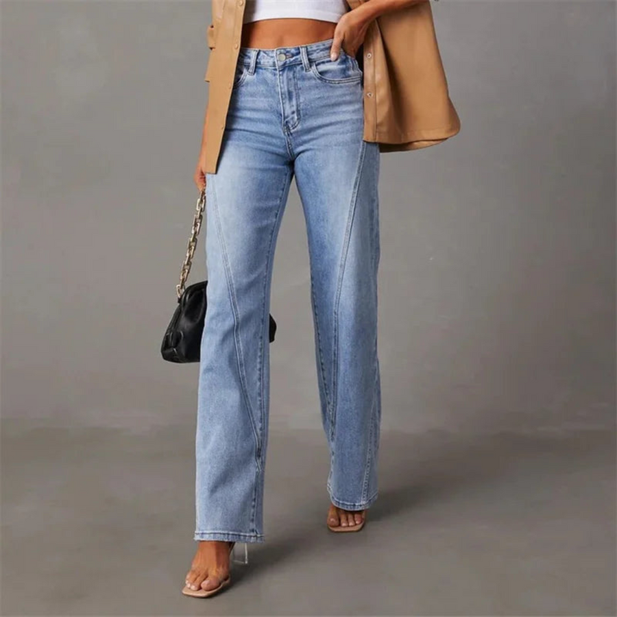 Wide-Leg High-Waisted Denim Jeans for Women | Brooke Blue