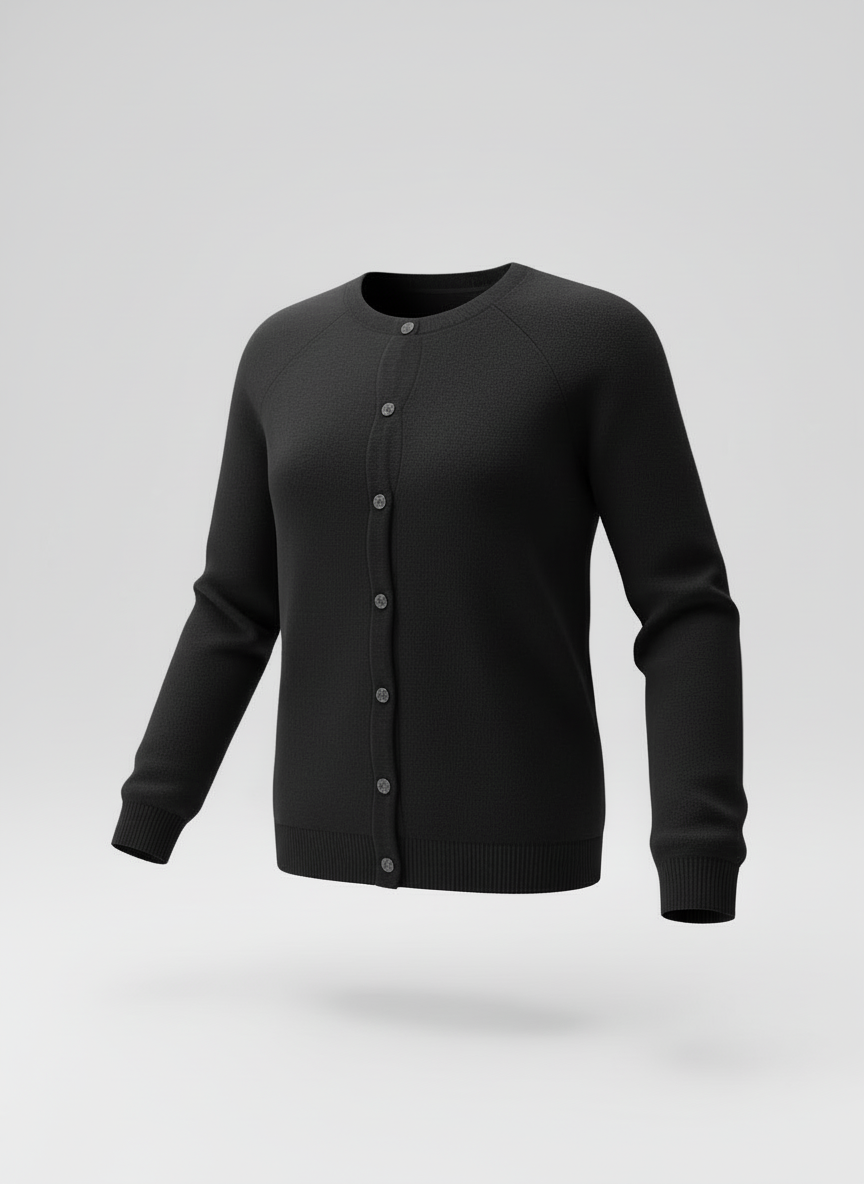 Button-Up Wool Cardigan Lightweight for Women | Maelle Black