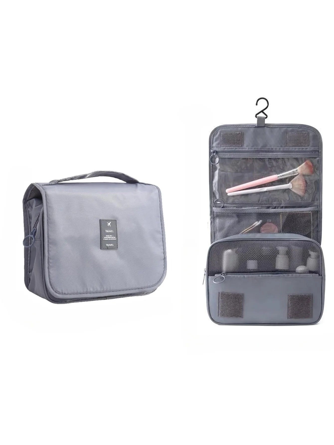 Compact Hanging Travel Toiletry Bag for Women | Aero Gray