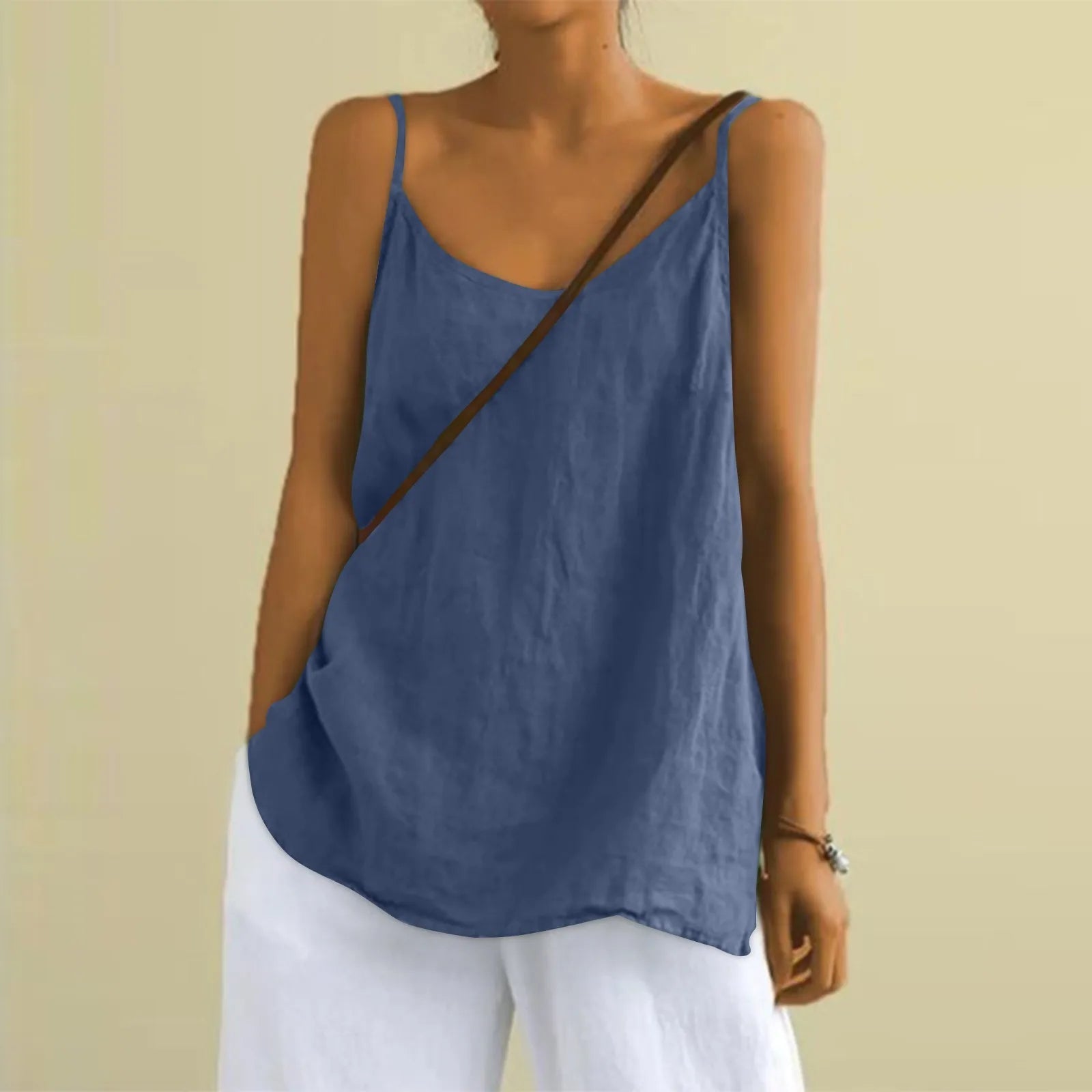 Casual Sleeveless V-Neck Blouse for Women | Lucille Blue