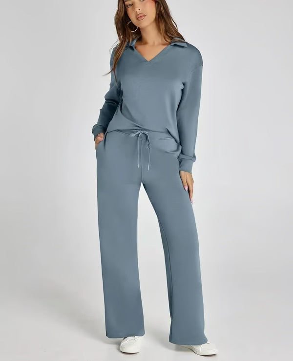 Casual Soft Knit Collared Lounge Set for Women | Regine 3XL