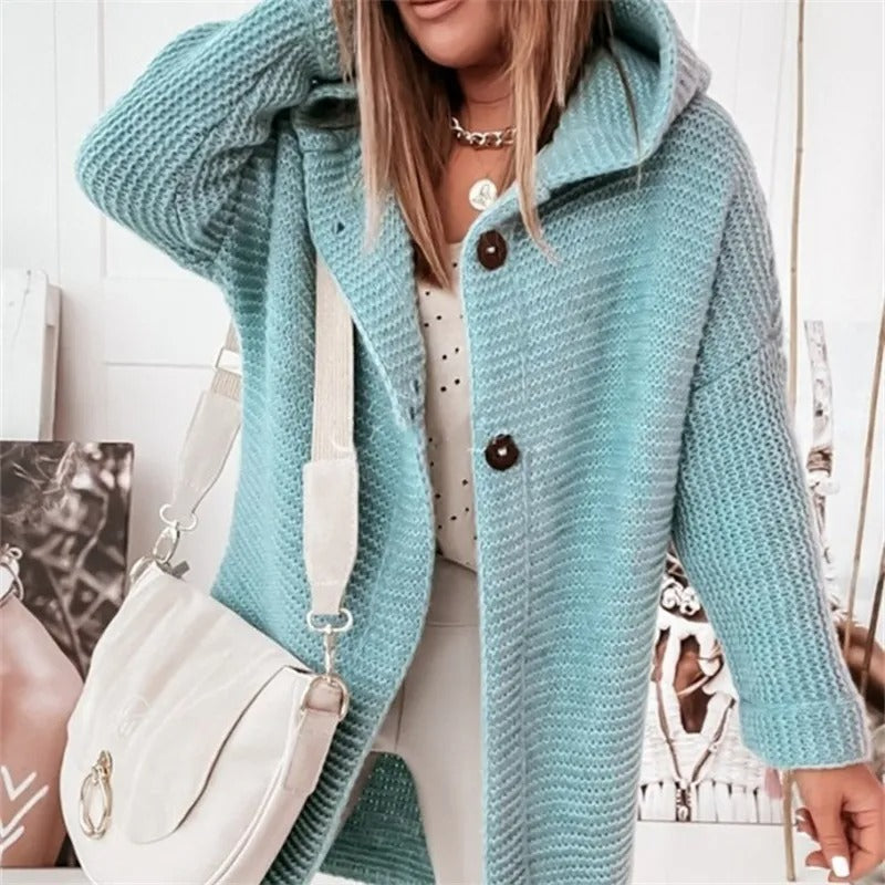 Celeste – Elegant Hooded Knitwear Cardigan Mint Green