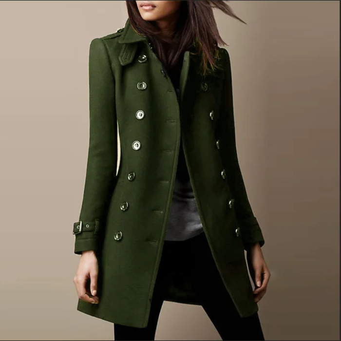 Double-Breasted Jacket Medium Fit for Women | Celestine Army green