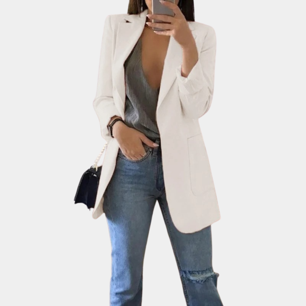 Celina – Women's Tailored Classic Blazer White