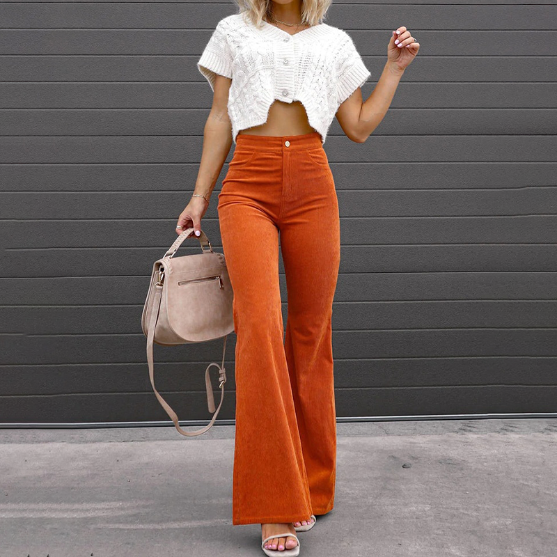 Celinne – Curve-Fit Corduroy Bellbottoms
