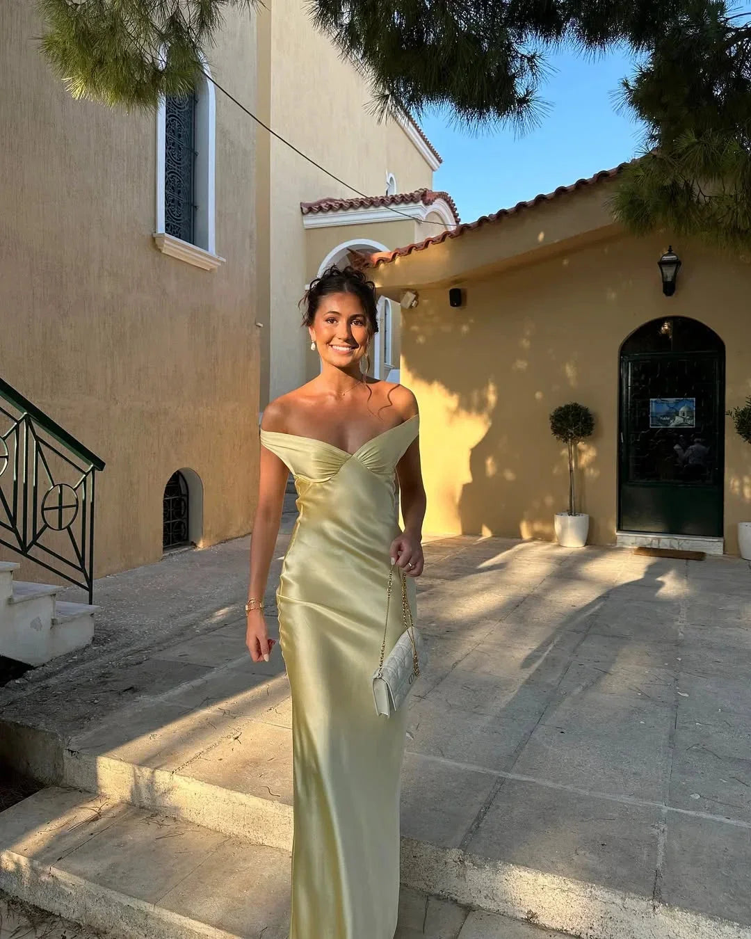 Yellow Off Shoulder Maxi Dress for Women | Maliyah
