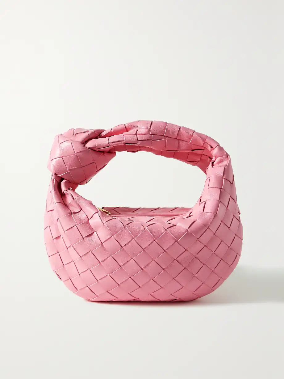 Chic Woven Leather Knot Shoulder Bag for Women | Arnelle Pink