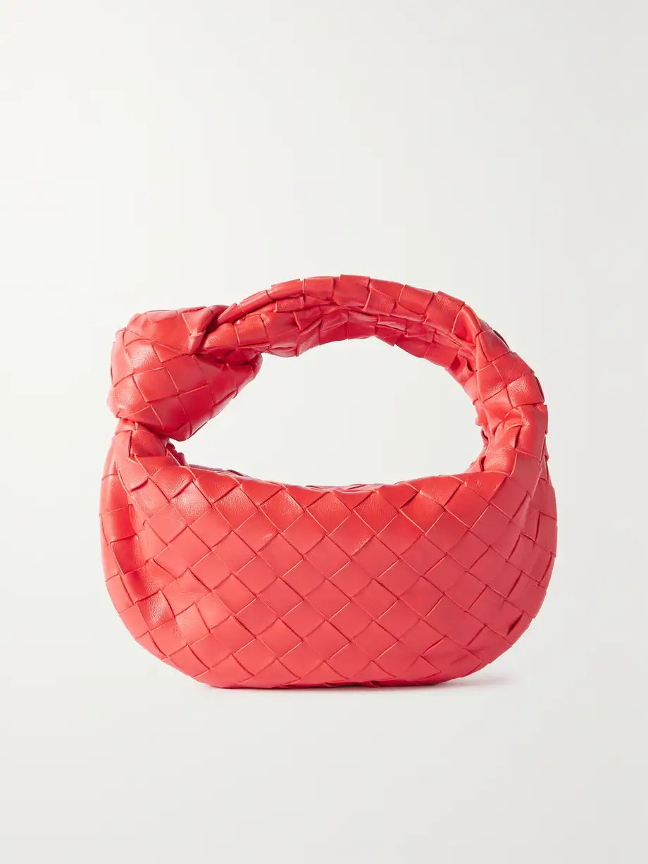 Chic Woven Leather Knot Shoulder Bag for Women | Arnelle Red