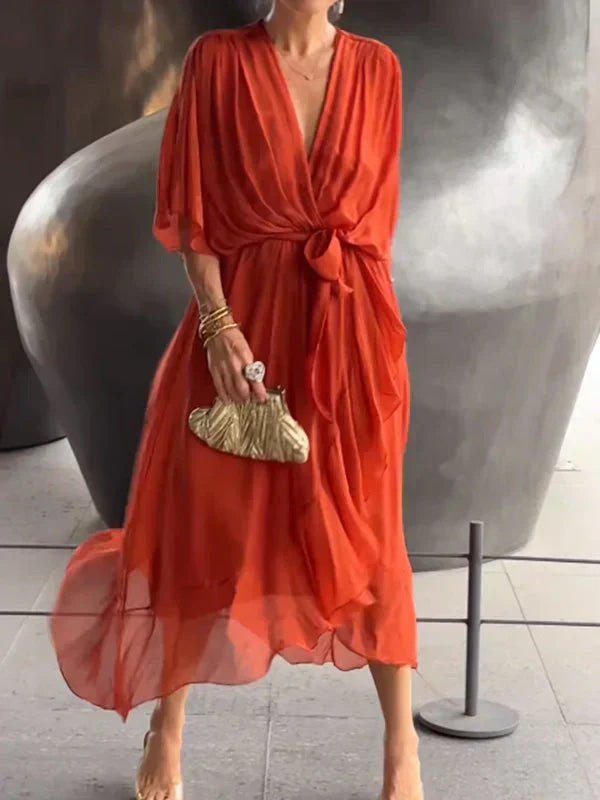 Chiffon Dress for Women | Lucinda Orange