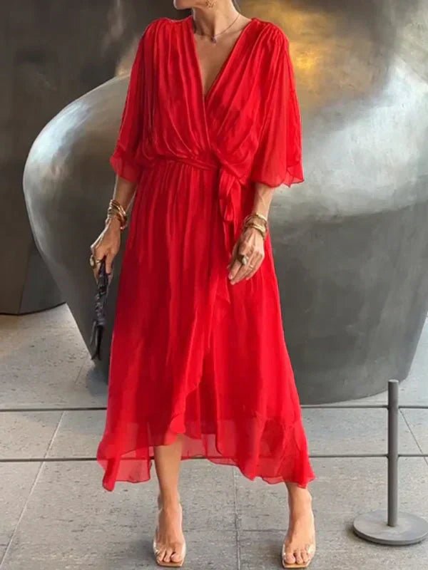 Chiffon Dress for Women | Lucinda Red