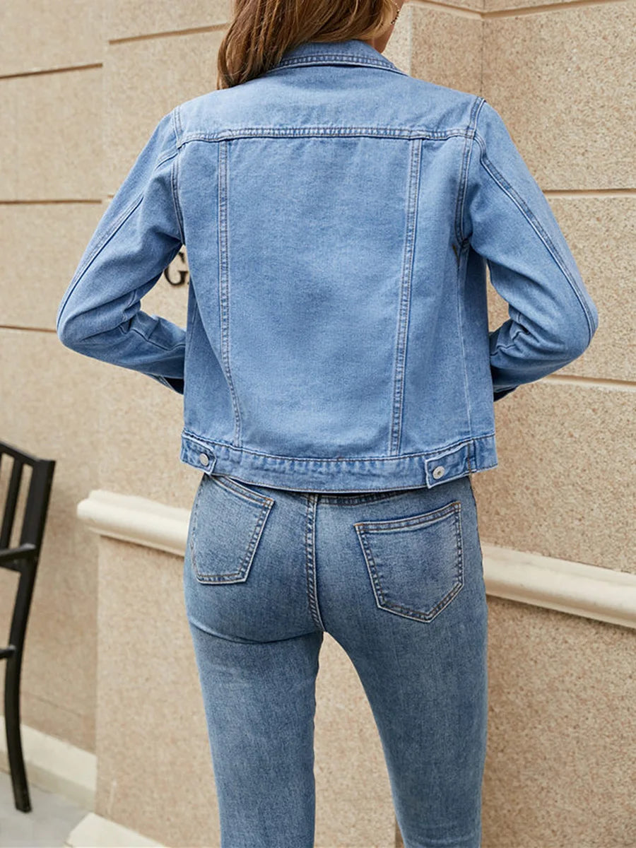 Classic Cropped Denim Jacket for Women | Jaylin