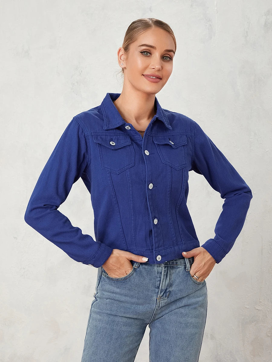 Classic Cropped Denim Jacket for Women | Jaylin Blue