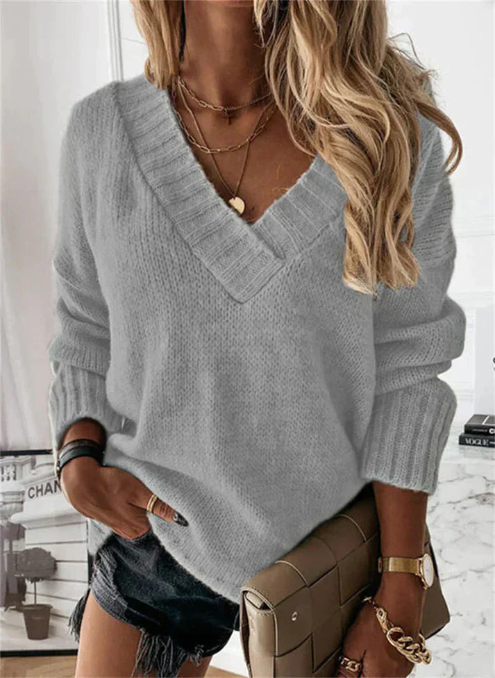 V-Neck Sweater Soft Knit Design for Women | Claudia Gray