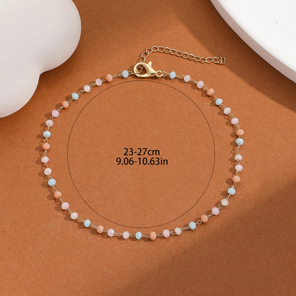 Colorful Beaded Anklet with Gold Chain for Women | Terra