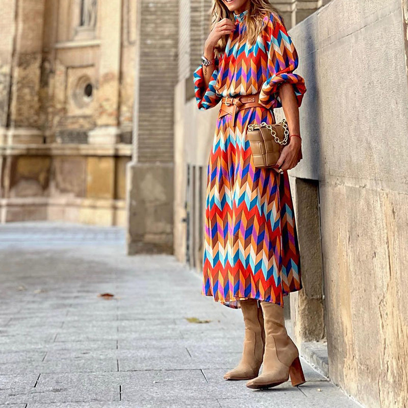 Coloured Print Midi Dress for Women | Virella