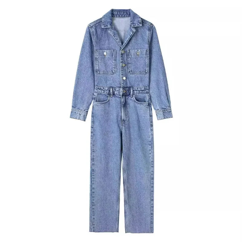 Comfortable Denim Utility Jumpsuit for Women | Moxie